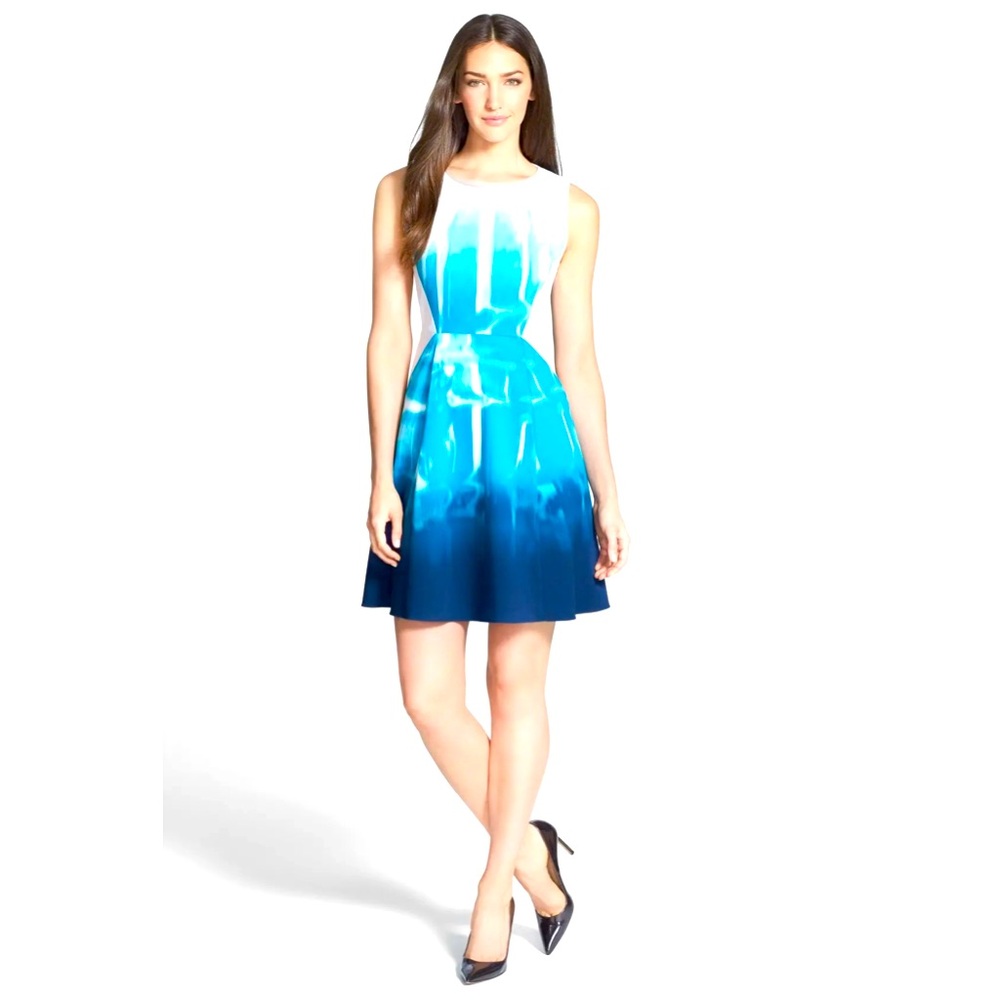 NEW Bright Sea Ombré Aline with Front Side Pockets  Exposed Back Zipper 14